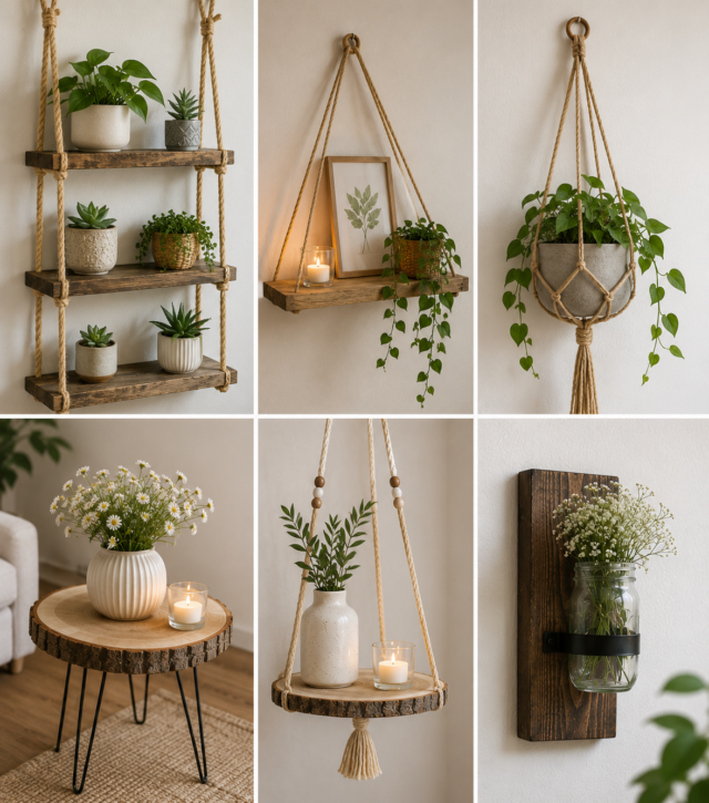 Dřevěné DIY závěsné dekorace, které promění každý kout v útulné místo
