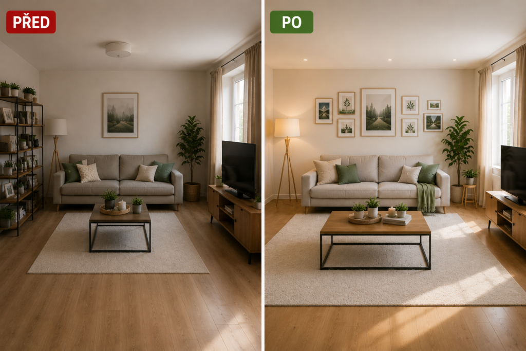 Vzorec pro malý obývací pokoj: designérský trik, díky kterému bude působit mnohem větší