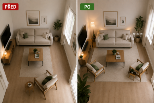 Vzorec pro malý obývací pokoj: designérský trik, díky kterému bude působit mnohem větší
