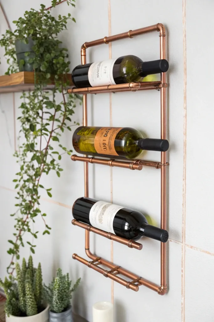 Kreativní DIY nástěnné stojany na víno, které promění stěnu v designový klenot