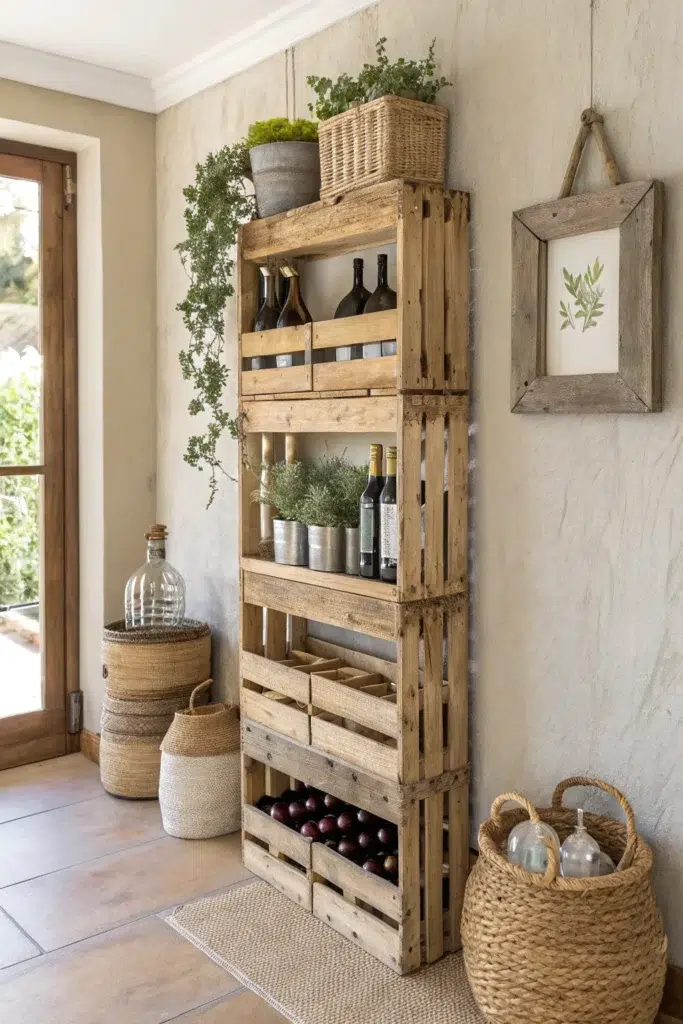 Kreativní DIY nástěnné stojany na víno, které promění stěnu v designový klenot
