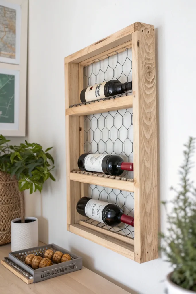 Kreativní DIY nástěnné stojany na víno, které promění stěnu v designový klenot