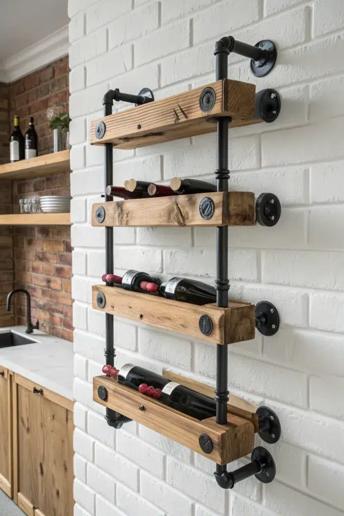 Kreativní DIY nástěnné stojany na víno, které promění stěnu v designový klenot