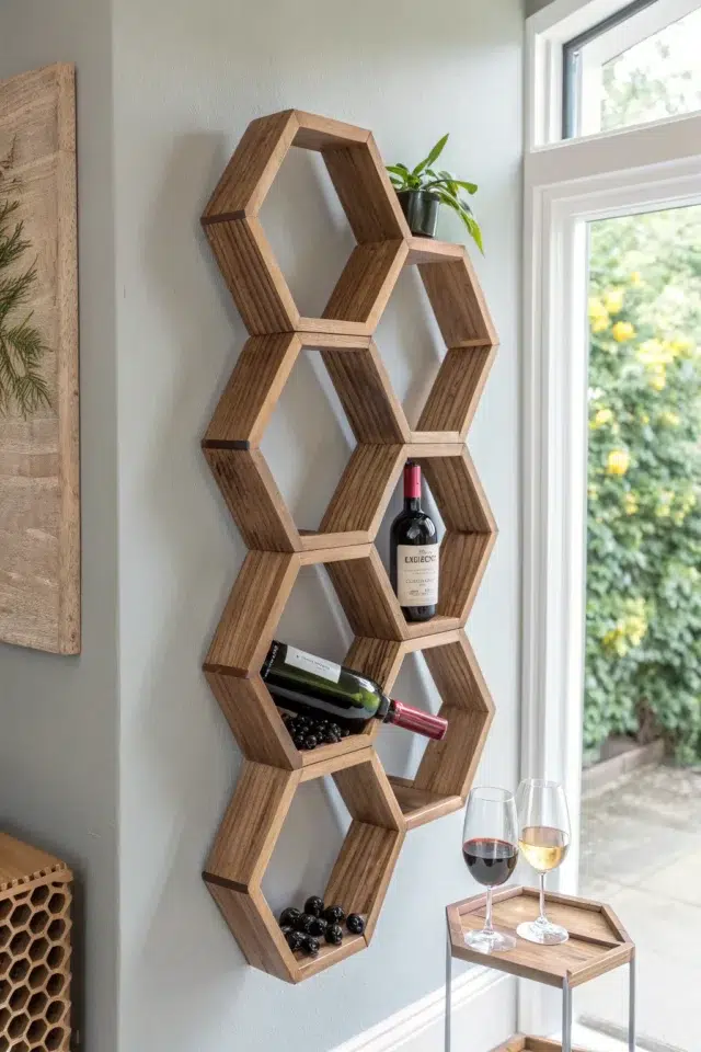 Kreativní DIY nástěnné stojany na víno, které promění stěnu v designový klenot
