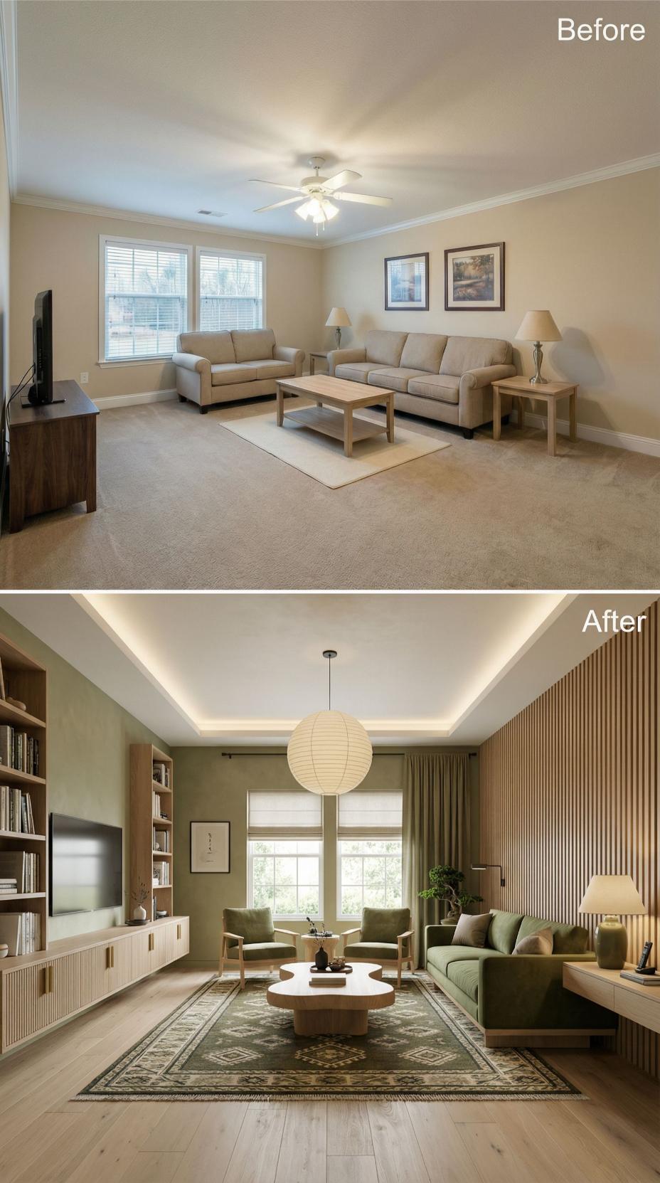 30+ úchvatných proměn obývacích pokojů PŘED a PO: Inspirace pro nový začátek