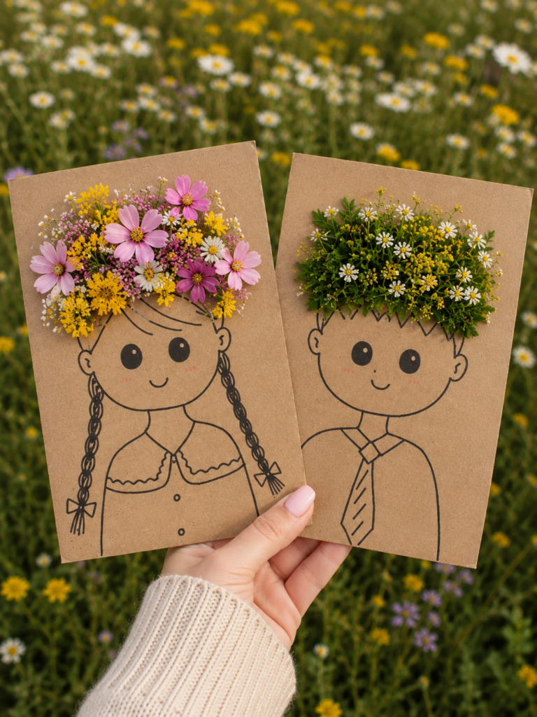 DIY kreativní tvoření z kartonu a květin s dětmi