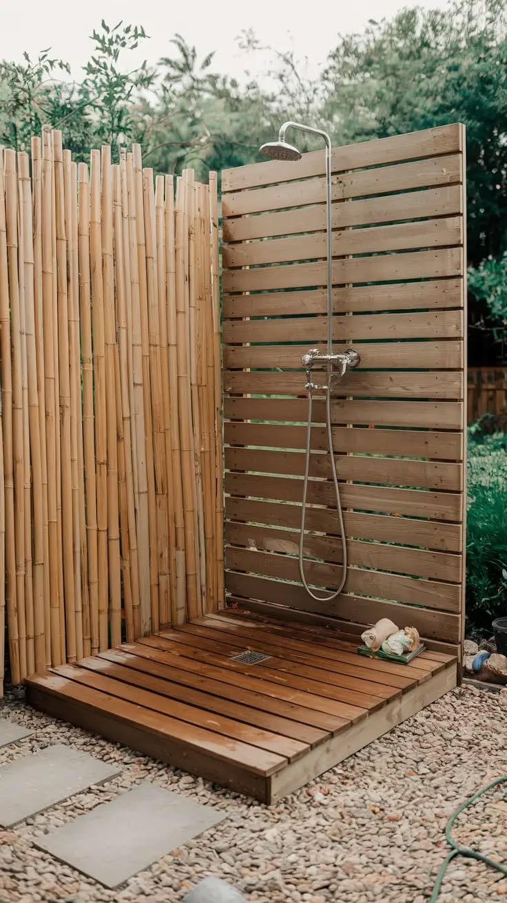Zahradní sprchy, které si zvládnete postavit sami: krásné DIY inspirace pro letní osvěžení