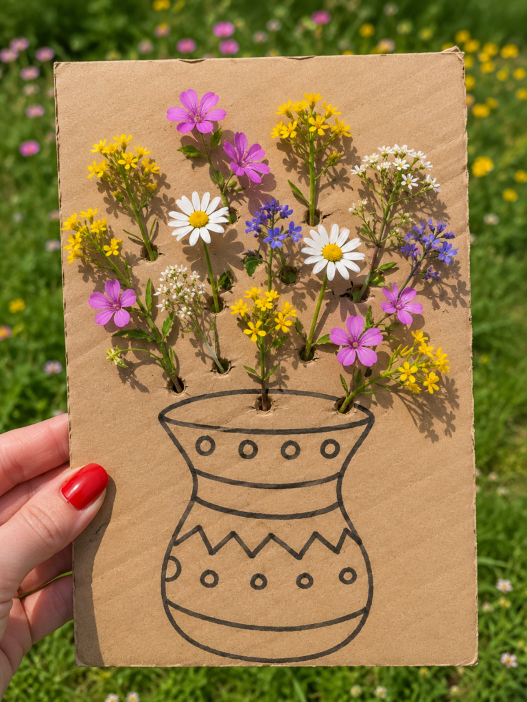 DIY kreativní tvoření z kartonu a květin s dětmi