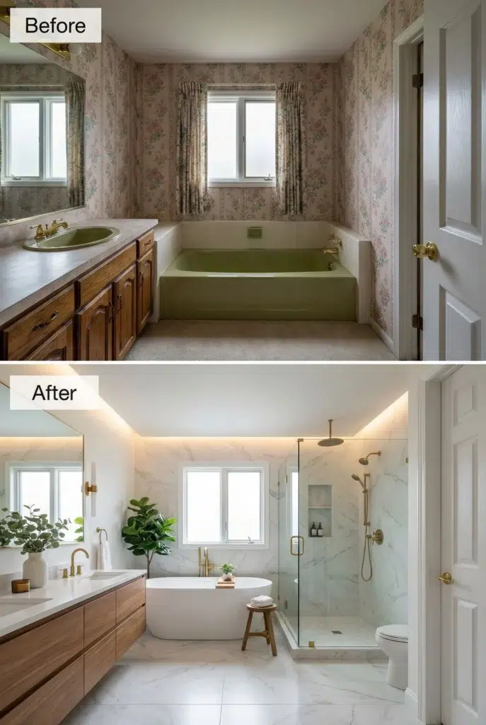20+ proměn koupelen před a po: Inspirace pro vlastní vysněnou rekonstrukci