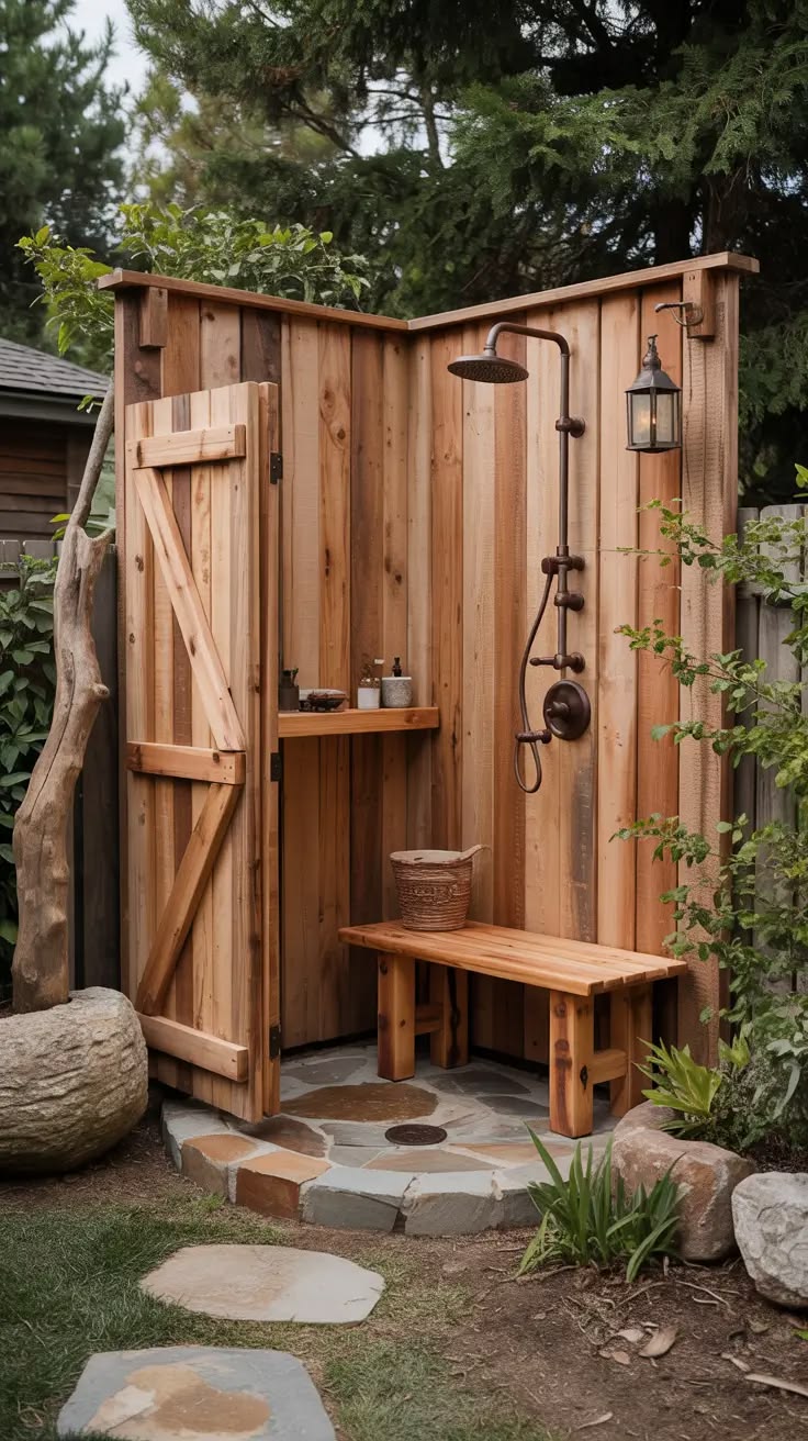 Zahradní sprchy, které si zvládnete postavit sami: krásné DIY inspirace pro letní osvěžení