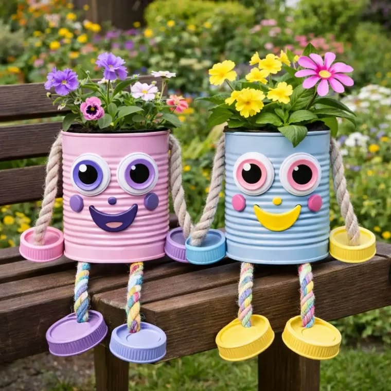 Kreativní, hravé a veselé květináče a dekorace z recyklovaných materiálů