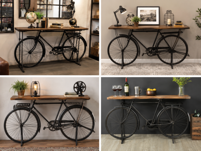 Stolek z vintage kola: originální designový prvek s jedinečným příběhem