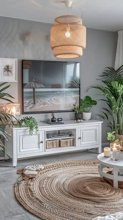 Nadčasový boho-chic obývák v jemných přírodních tónech