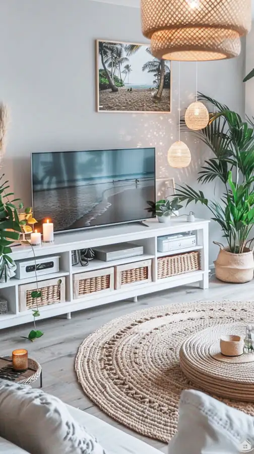 Nadčasový boho-chic obývák v jemných přírodních tónech