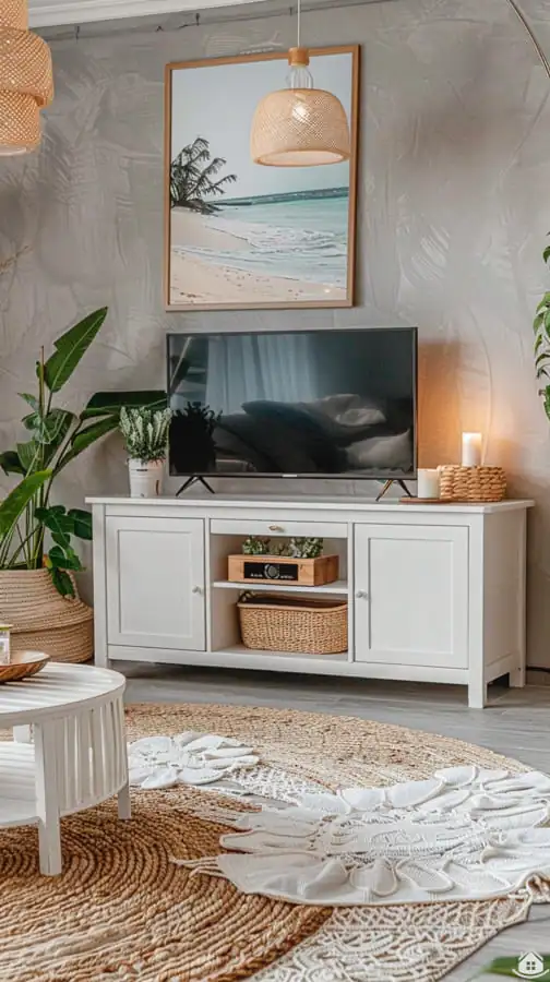 Nadčasový boho-chic obývák v jemných přírodních tónech