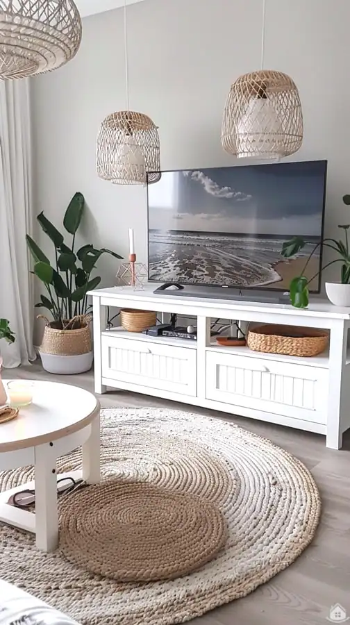 Nadčasový boho-chic obývák v jemných přírodních tónech