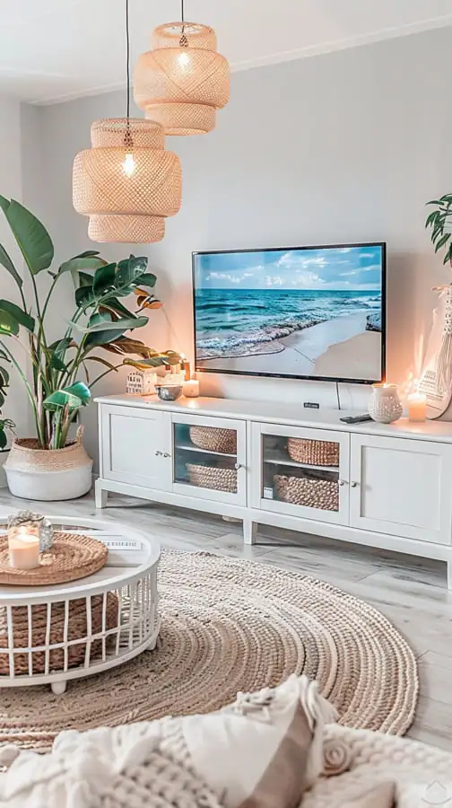 Nadčasový boho-chic obývák v jemných přírodních tónech