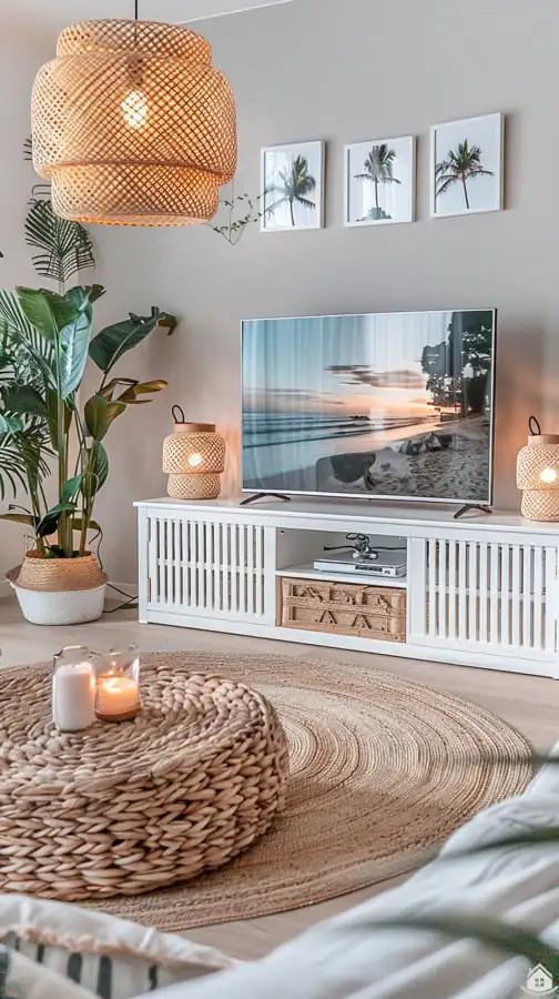 Nadčasový boho-chic obývák v jemných přírodních tónech