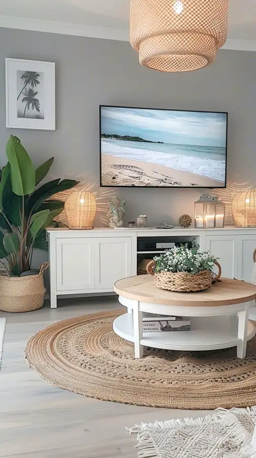 Nadčasový boho-chic obývák v jemných přírodních tónech