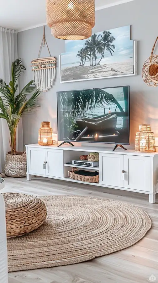 Nadčasový boho-chic obývák v jemných přírodních tónech