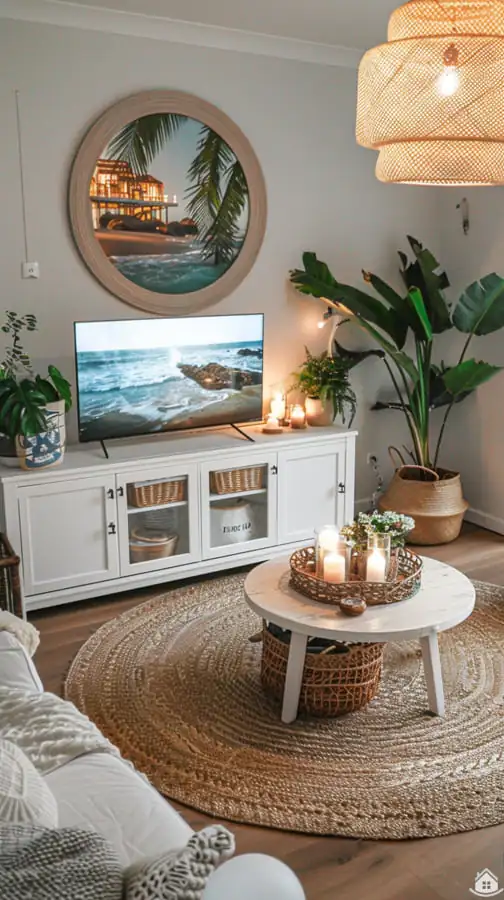 Nadčasový boho-chic obývák v jemných přírodních tónech