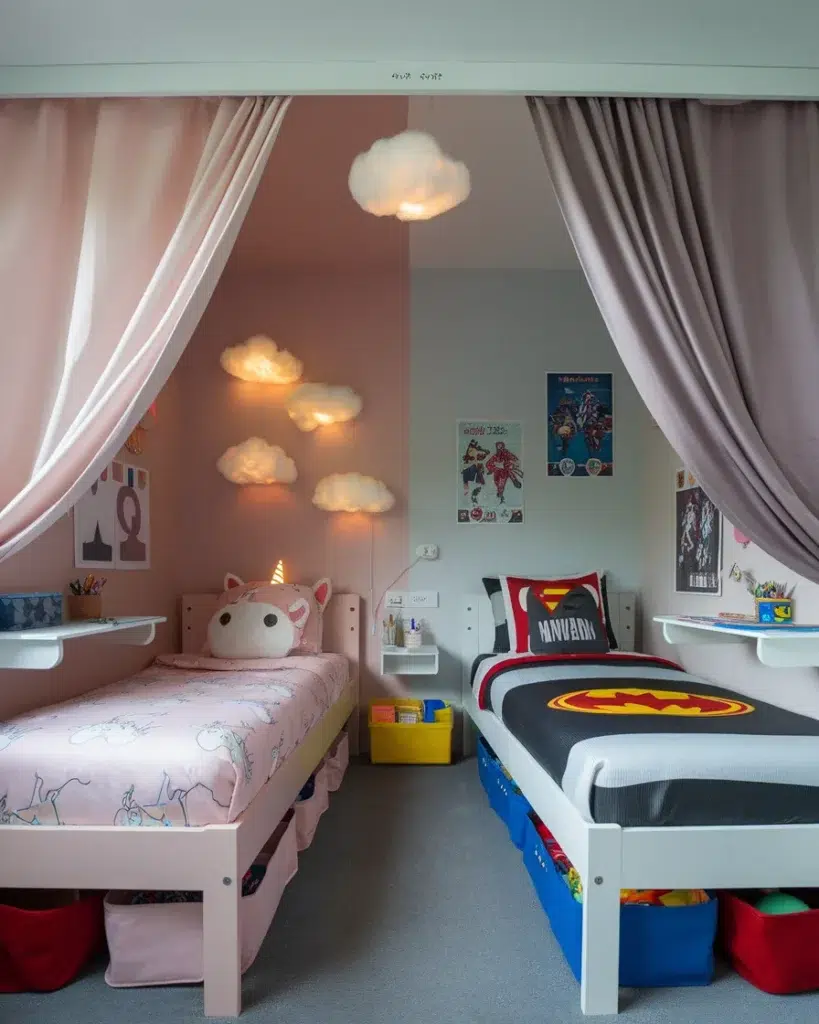 15+ nápadů na dětský pokoj pro sourozence, který baví, šetří místo a skvěle vypadá