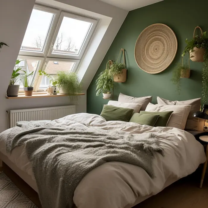 Zelená ložnice v podkroví: Krásné inspirace pro stylové bydlení