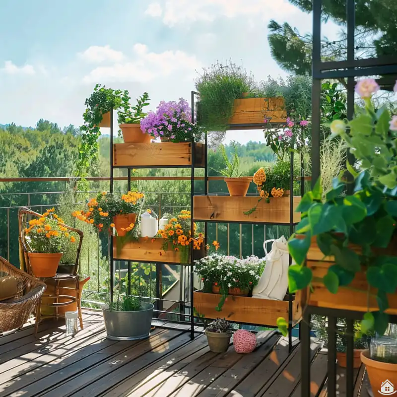 Jednoduché DIY nápady na dřevěné police, které oživí balkon i terasu