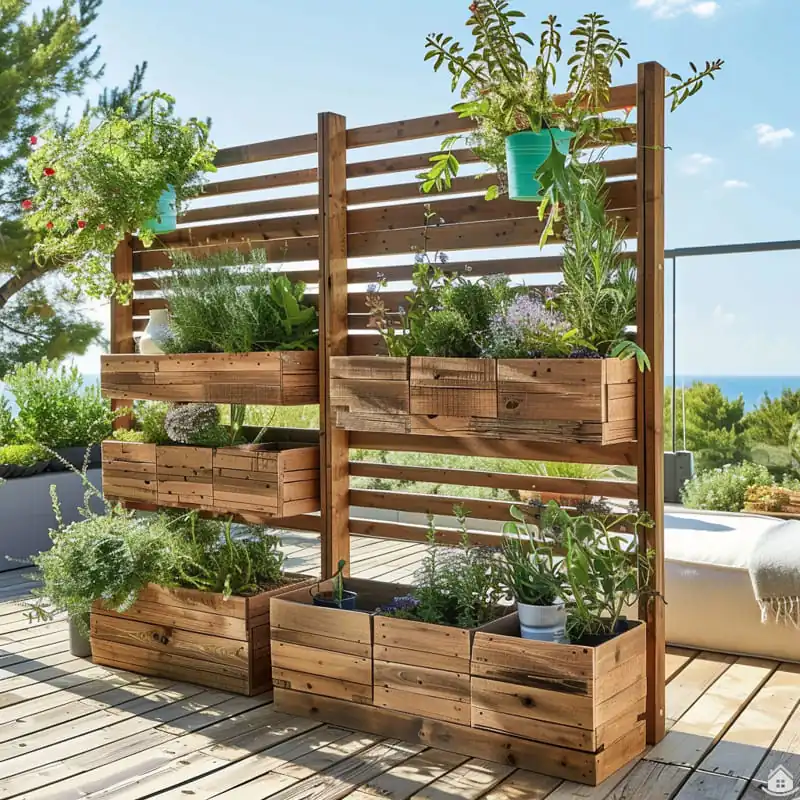 Jednoduché DIY nápady na dřevěné police, které oživí balkon i terasu