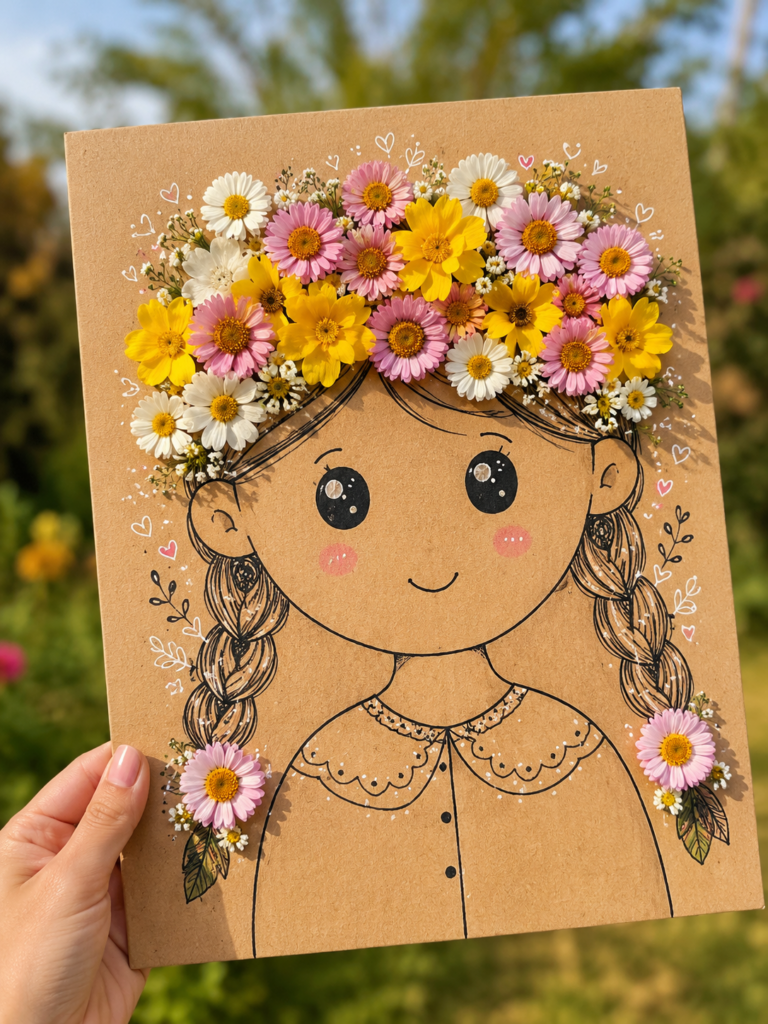 DIY kreativní tvoření z kartonu a květin s dětmi