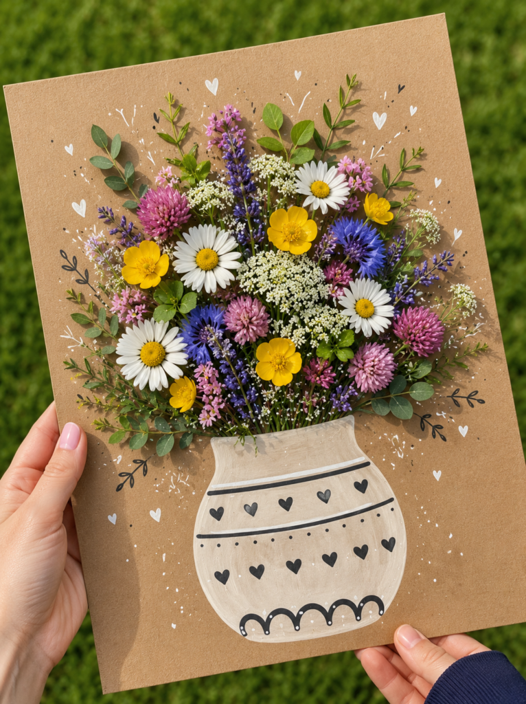 DIY kreativní tvoření z kartonu a květin s dětmi