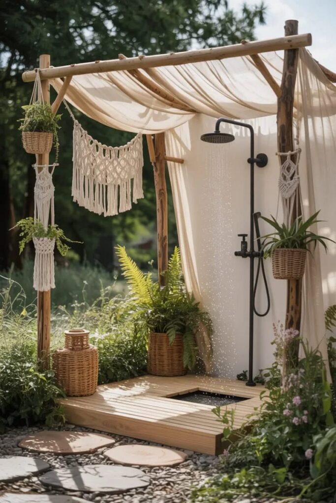 Zahradní sprchy, které si zvládnete postavit sami: krásné DIY inspirace pro letní osvěžení