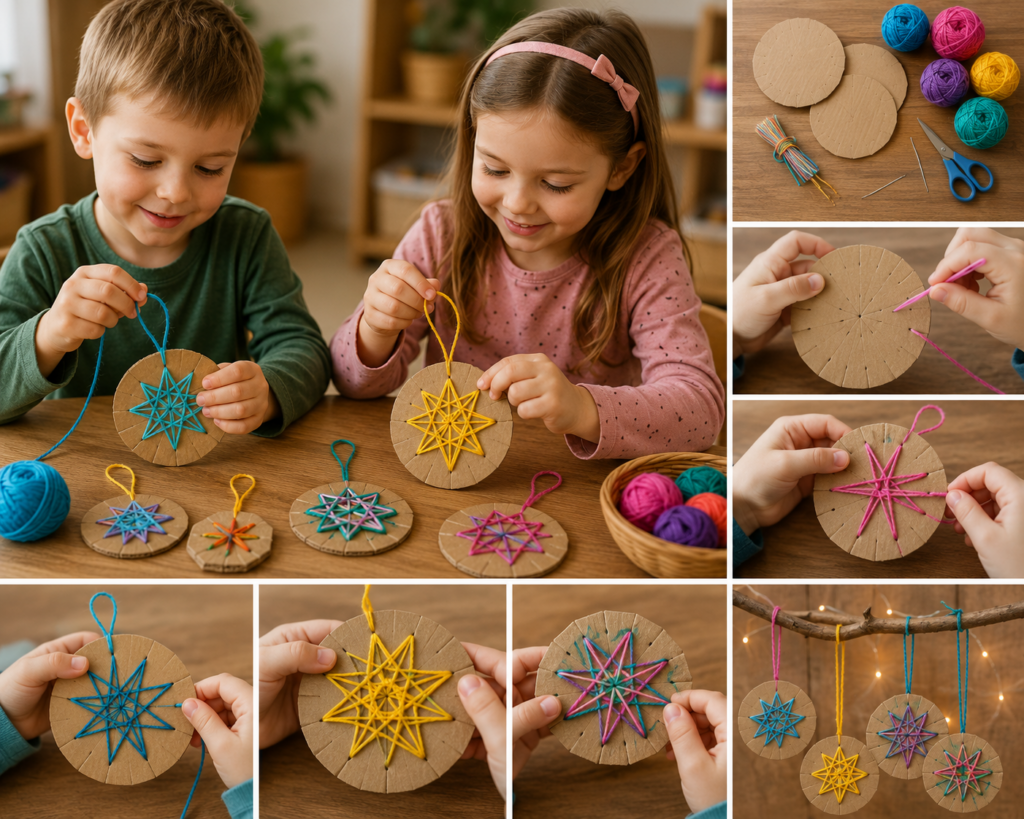 DIY zábavné tvoření z kartonu a příze s dětmi