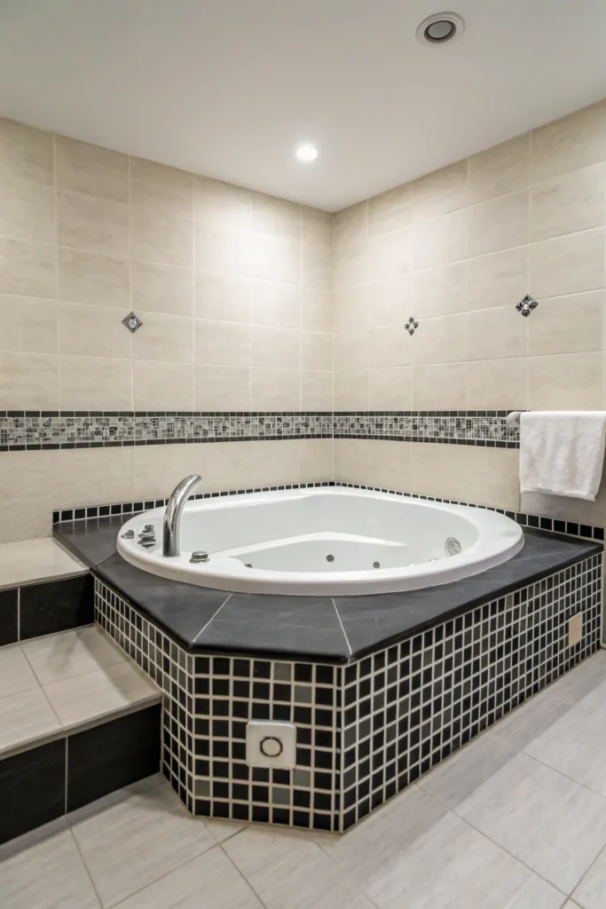 Stylové obklady kolem vířivky a vany: inspirace pro luxusní koupelnu