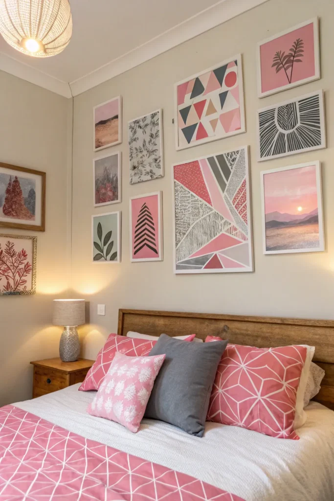 Stylová šedo-růžová ložnice: Inspirace pro moderní a útulný interiér