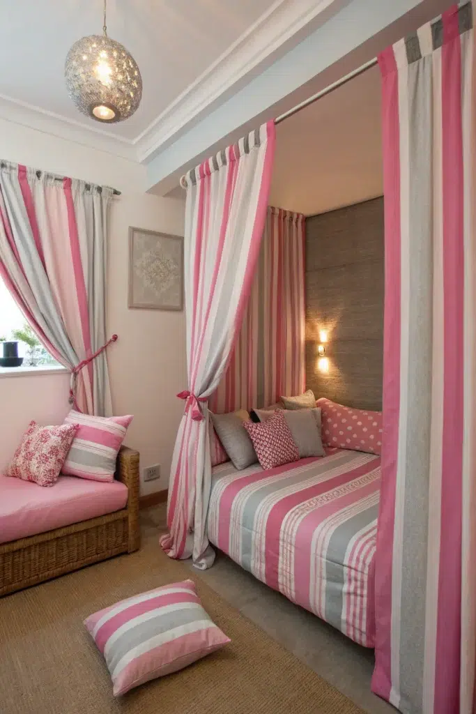 Stylová šedo-růžová ložnice: Inspirace pro moderní a útulný interiér
