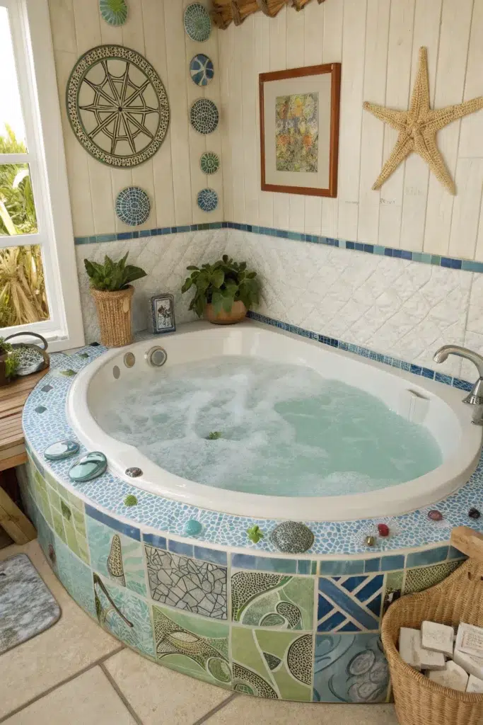 Stylové obklady kolem vířivky a vany: inspirace pro luxusní koupelnu