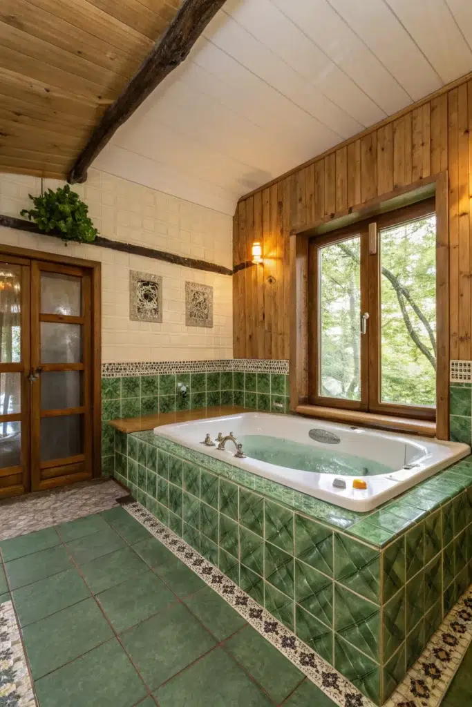 Stylové obklady kolem vířivky a vany: inspirace pro luxusní koupelnu