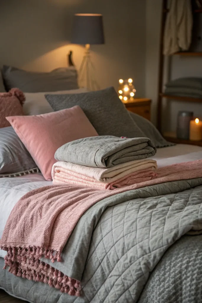 Stylová šedo-růžová ložnice: Inspirace pro moderní a útulný interiér