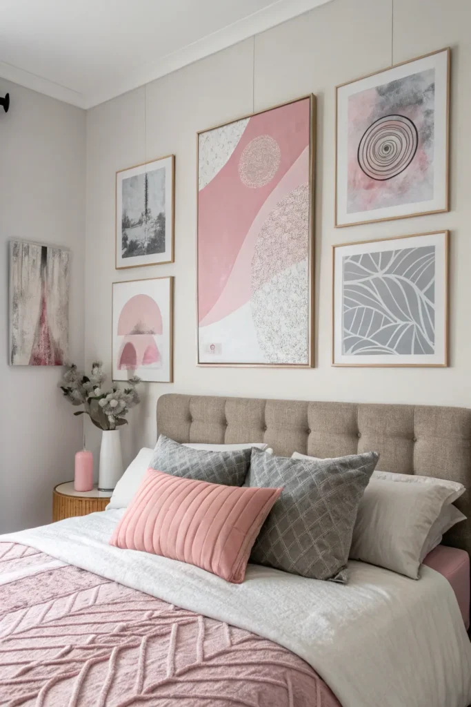 Stylová šedo-růžová ložnice: Inspirace pro moderní a útulný interiér