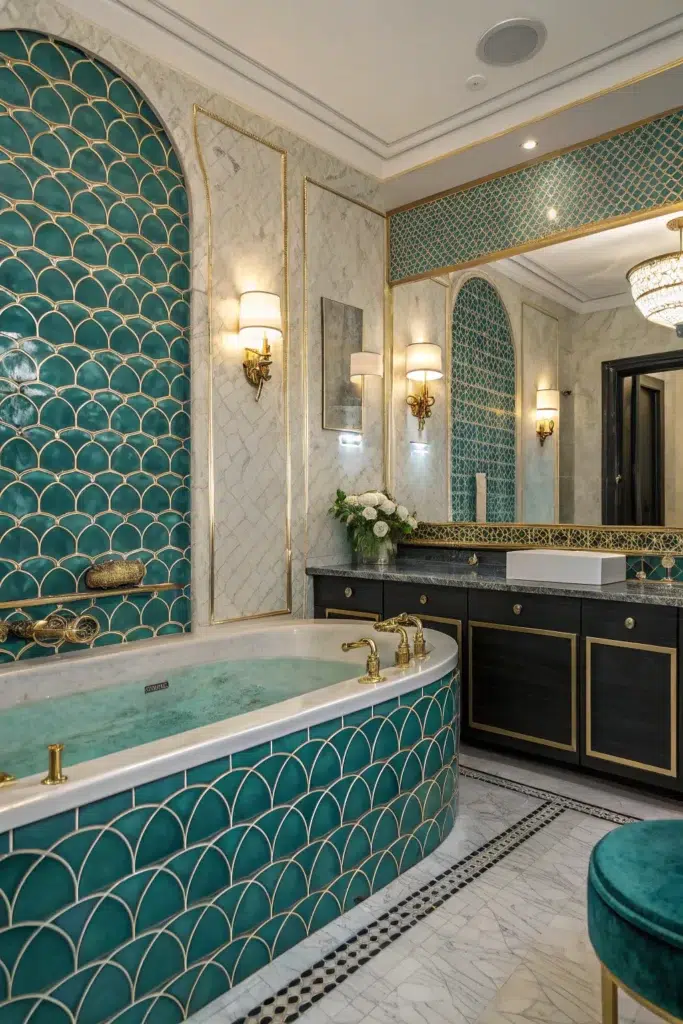 Stylové obklady kolem vířivky a vany: inspirace pro luxusní koupelnu