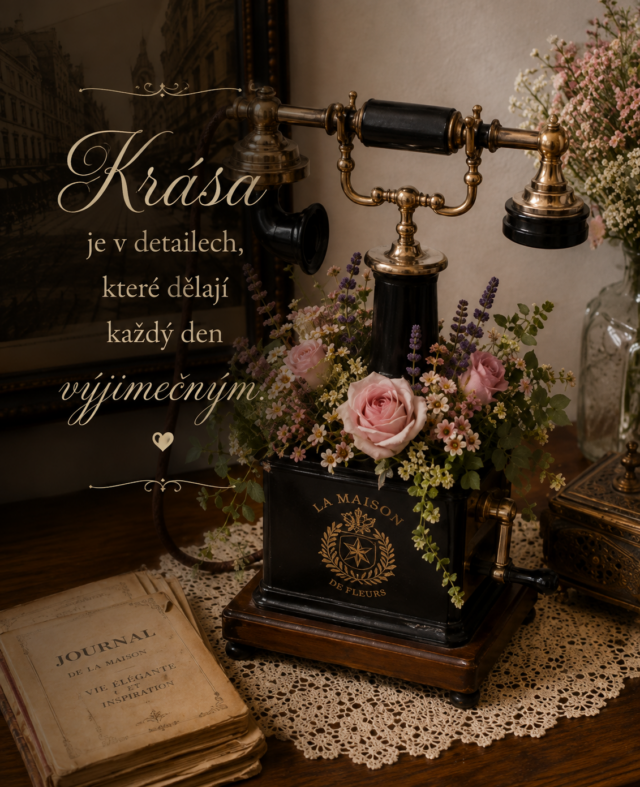 Staré a retro telefony jako originální květinové dekorace