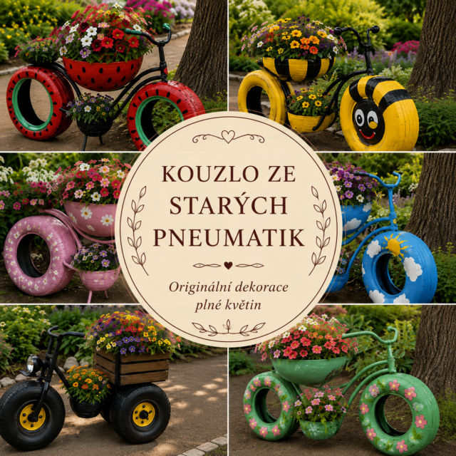 Zahrada plná barev: kreativní dekorace ze starých pneumatik
