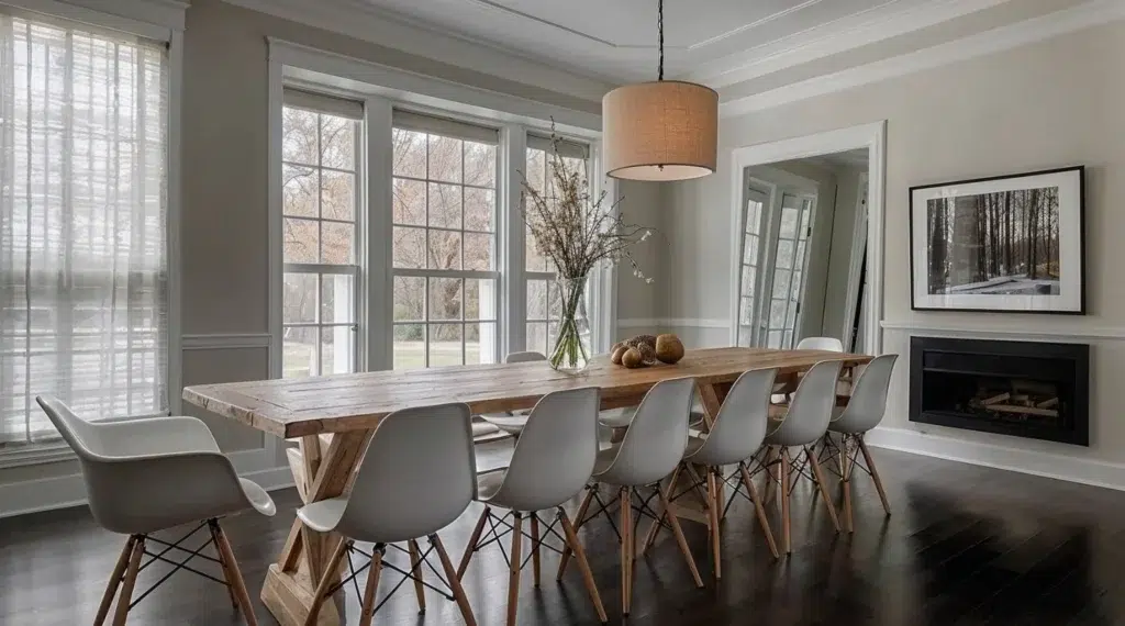 Moderní jídelna ve stylu farmhouse: originální nápady plné rustikálního kouzla