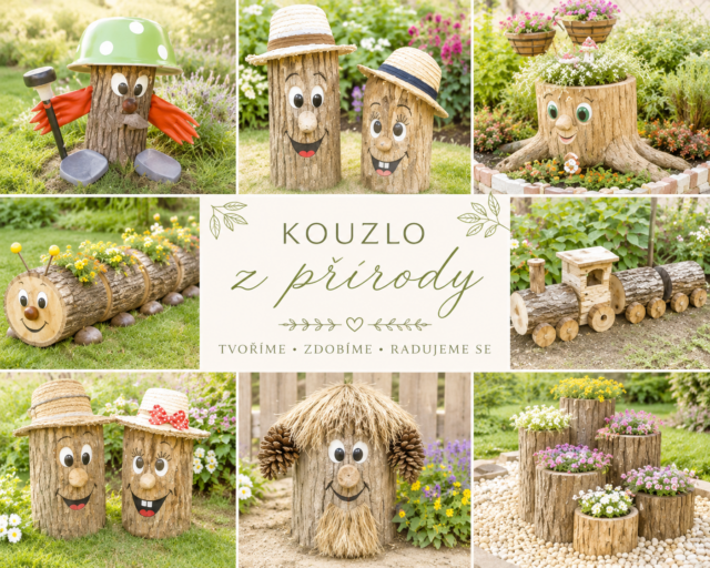 Veselé dekorace z pařezů: originální DIY nápady, které promění staré dřevo v zahradní postavičky