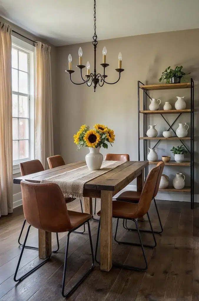 Moderní jídelna ve stylu farmhouse: originální nápady plné rustikálního kouzla