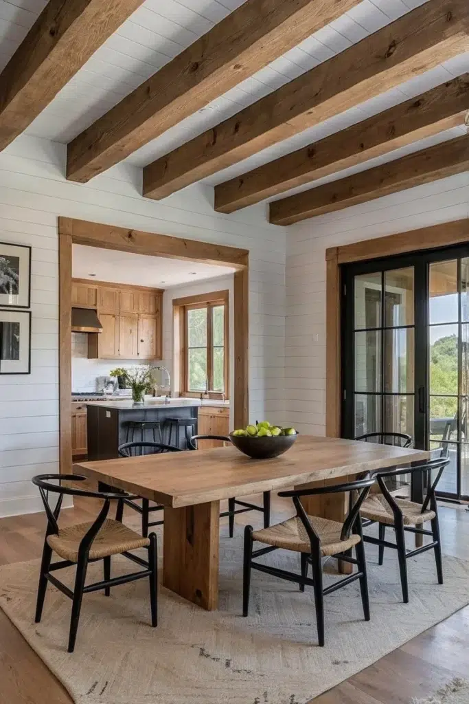 Moderní jídelna ve stylu farmhouse: originální nápady plné rustikálního kouzla