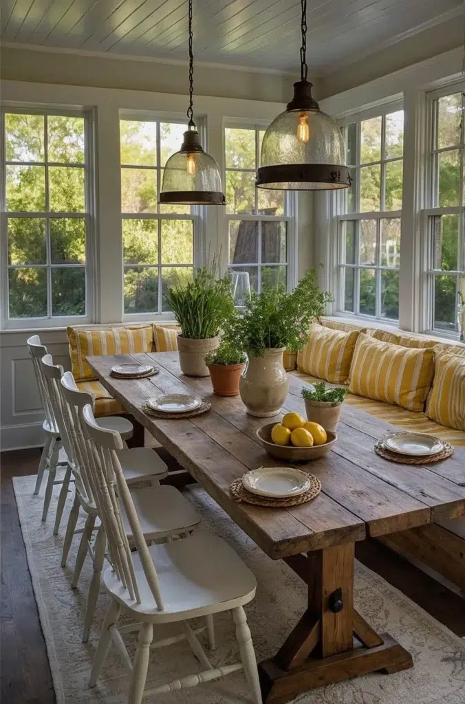 Moderní jídelna ve stylu farmhouse: originální nápady plné rustikálního kouzla