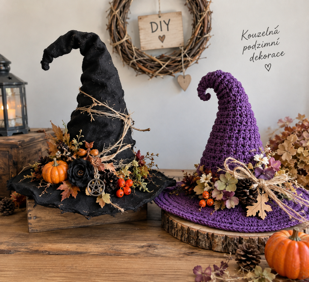 Čarodějnické klobouky jako podzimní dekorace: kouzelné DIY inspirace