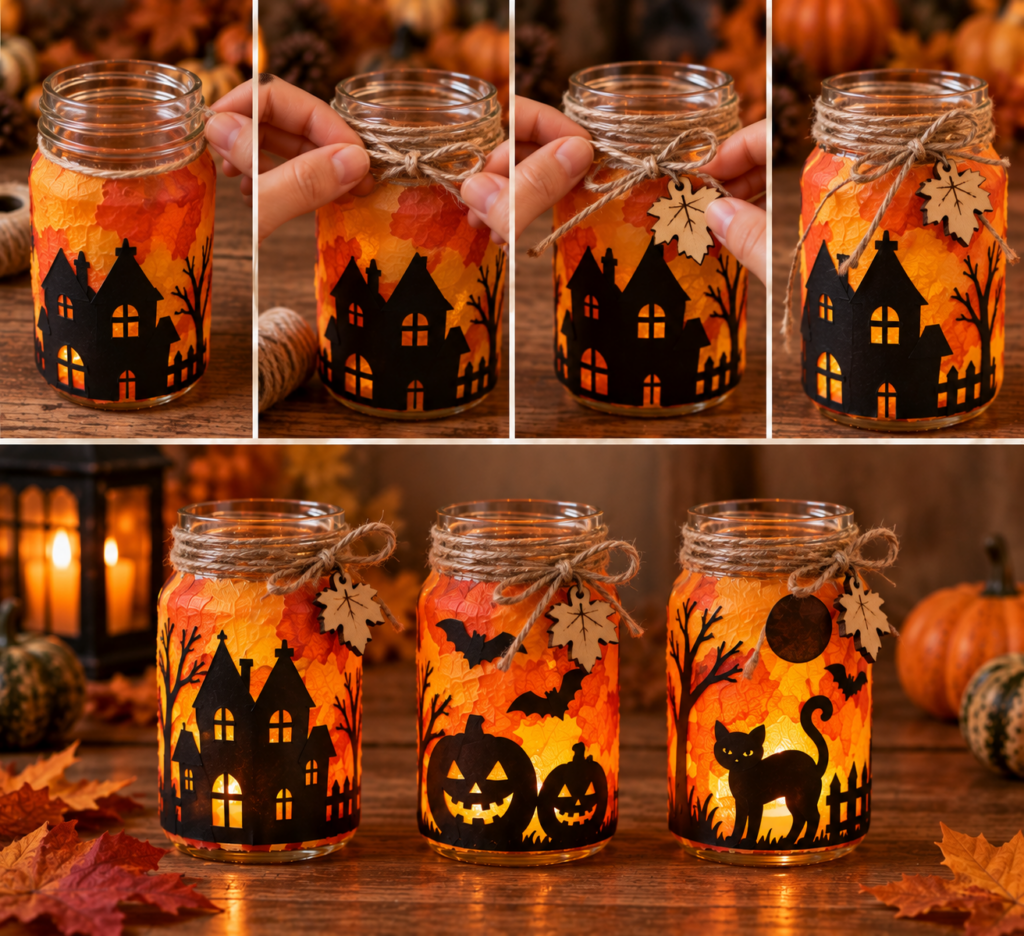 Halloweenské svícny pro děti: veselé tvoření ze sklenic
